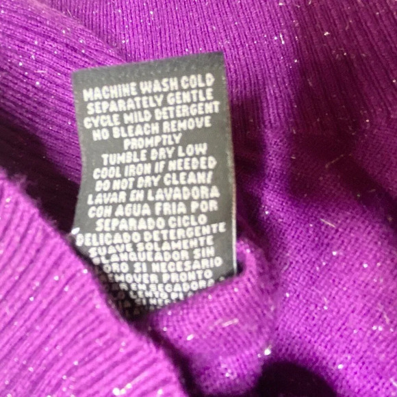Rafaella Woman Purple Sparkle Cowl Neck Bat Wing Sweater Plus Size 1X Metallic - Picture 10 of 11